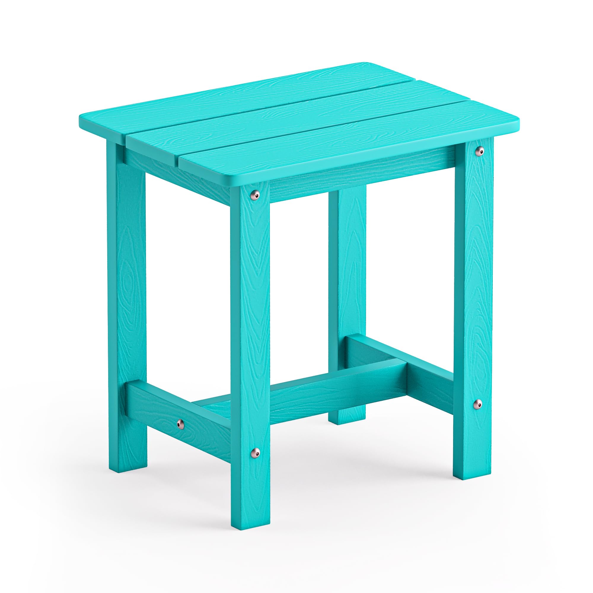 Lue Bona Outdoor Side Table, Hdps Small Outdoor Table, Adirondack Side Table, Outside End Table For Patio, Porch, Deck, Weather Resistant/Easy Maintenance/Indoor Or Outdoor Use, Aruba Blue