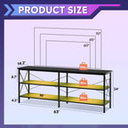 Wlive Tv Stand Up To 70 Inch Tv, 63' Entertainment Center With Led, Tv Media Console With 3-Tier Storage Shelves For Living Room And Bedroom, Black