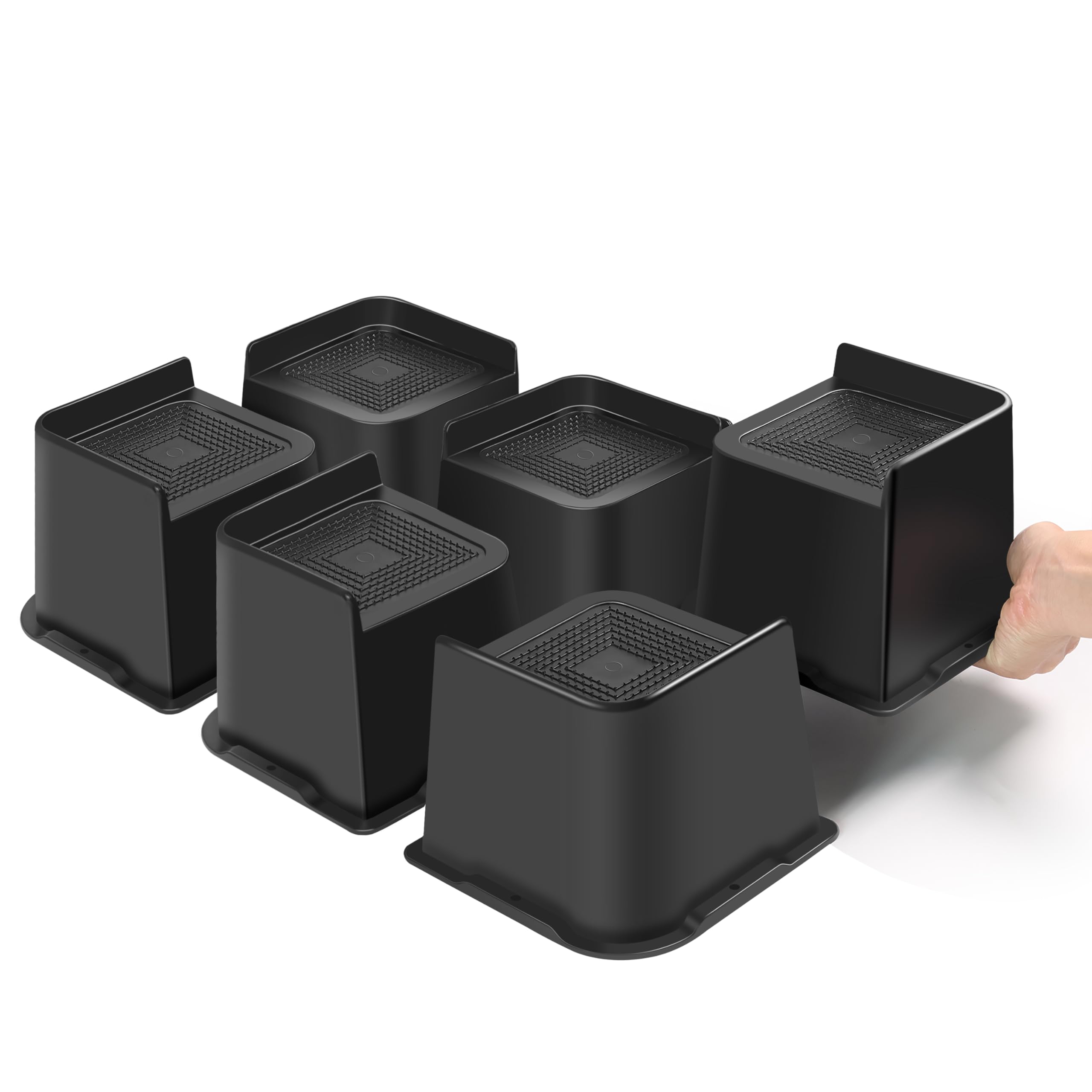 Sunifier Bed Risers 4 Inch Heavy Duty 6 Pack, L Shape Furniture Risers 4 Inch Support 5000Lbs, Oversized Lifts Risers For Dorm B