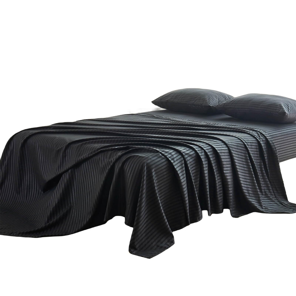 Kingnex Striped Pattern Olympic Queen Sheets Sets 66X80 For Super Queen Bed Soft Double Brushed 1800 Microfiber 4 Pcs Include 1