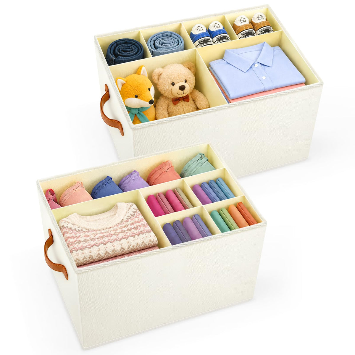 Adjustable Dividers Closet Organizers Bins, Versatile Storage Box  2 Pack