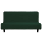 Easy-Going Stretch Futon Slipcover Armless Futon Bed Cover Furniture Protector Without Armrests With Elastic Bottom For Kids, Soft Jacquard Fabric Small Checks (Large, Dark Green)