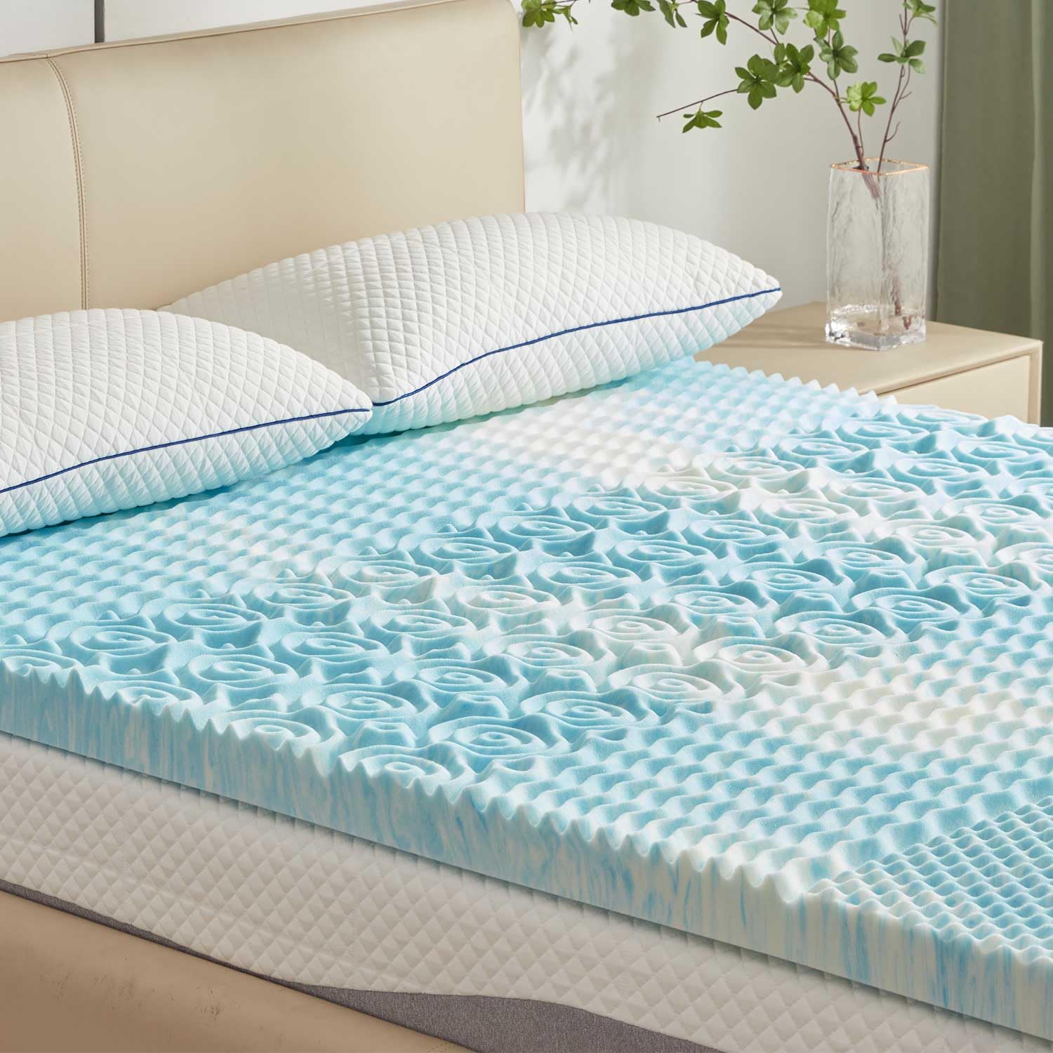 Sinweek 2 Inch Mattress Topper 5-Zone Memory Foam Mattress Topper Pressure Relieve Soft Mattress Pad, Certipur-Us Certified, Ful