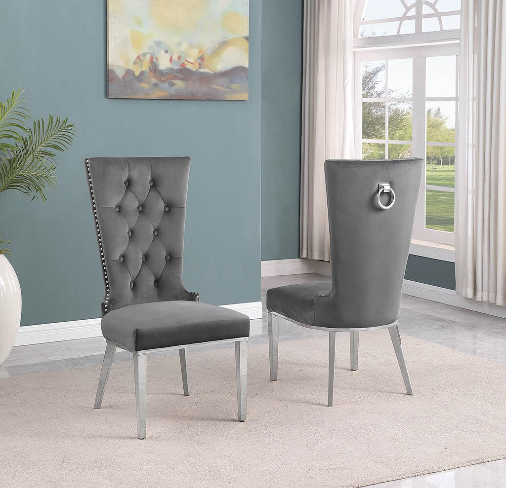 Best Quality Furniture SC330-337 Dining Chairs, Dark Gray/Silver