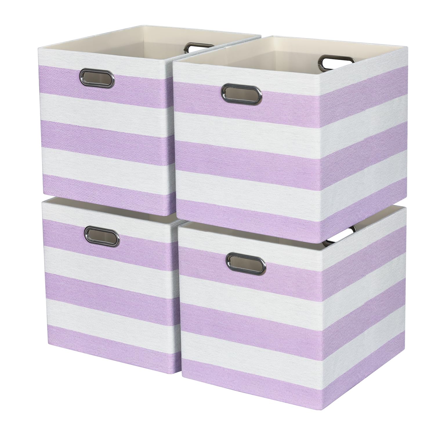 ORGMASTER 13x15x13 Storage Cube Bins, Foldable Storage Cubes, Fabric Organizer Basket Bin, Striped Containers Decorative Storage