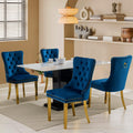 Soarflash Velvet Dining Chairs Set Of 4, Tall Back Side Chair, Modern Upholstered Side Chair With Button Back Ring, Gold Plated