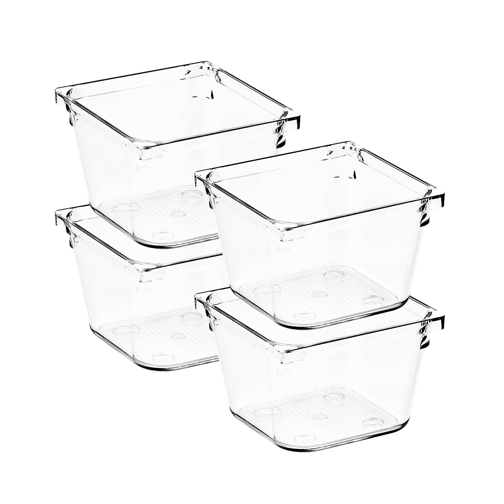 Ravinte Decor 4 Pack Drawer Organizer - 3 X 3 Clear Acrylic Storage Bins with Non-Slip Pads, Versatile Desk Tray for Makeup, Jew