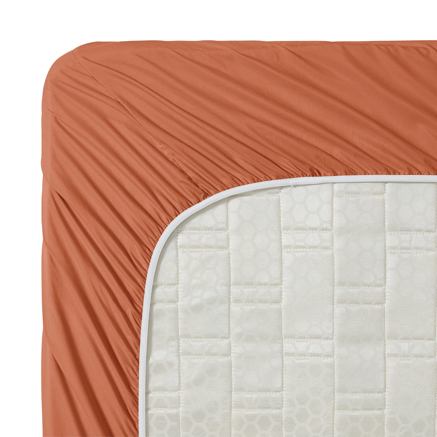 Clara Clark Bed Sheets, Premier 1800 Series 4 Piece Bed Sheet Set, Deep Pocket, Wrinkle, Fade, Stain Resistant, Luxury Soft Bedding Sheets & Pillowcases, Split King, Burnt Sienna