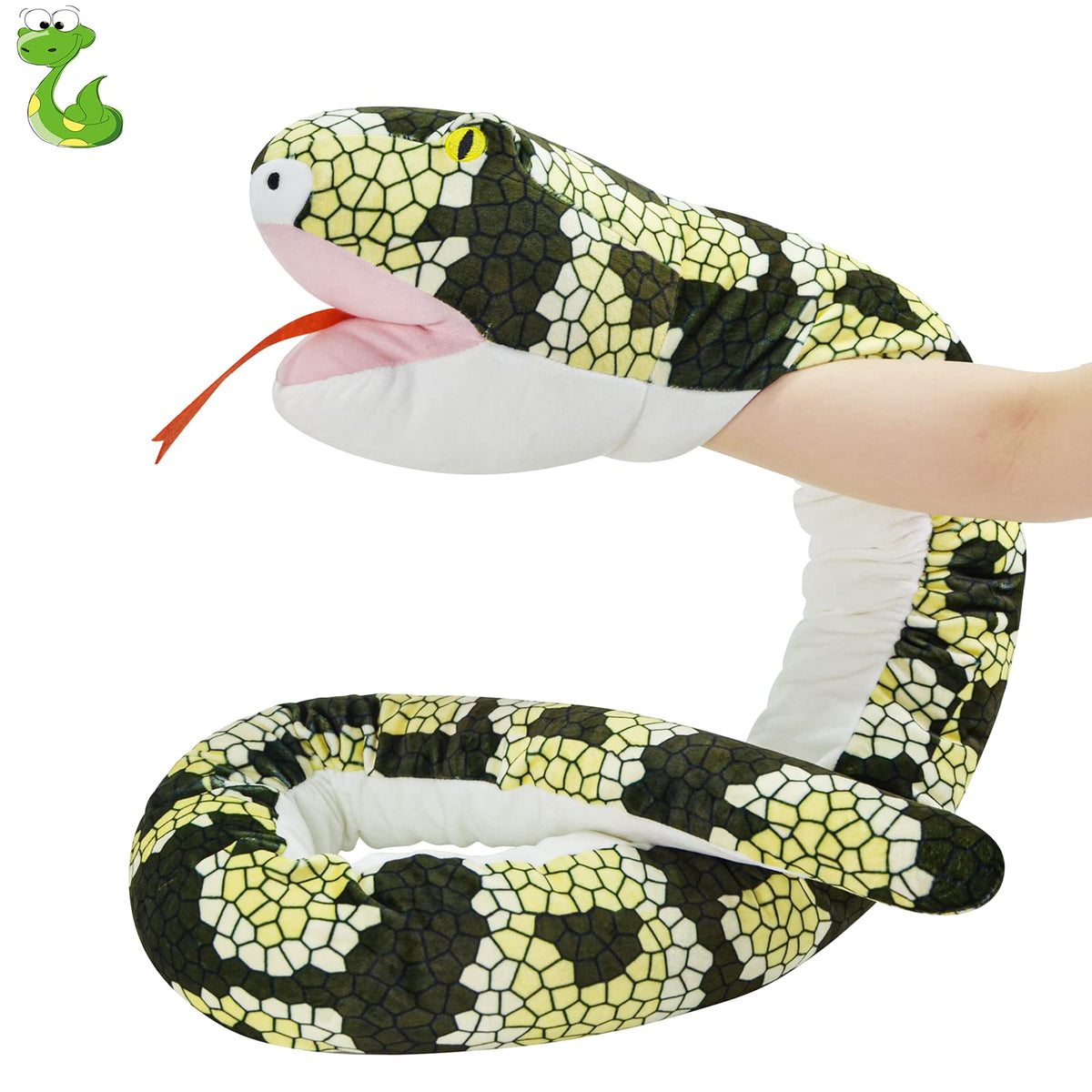 Gisqis Snake Hand Puppet 65' Long Stuffed Animal Snake Puppet Large Stuffed Snake Plush Toy Snake Hand Puppets Realistic Soft P