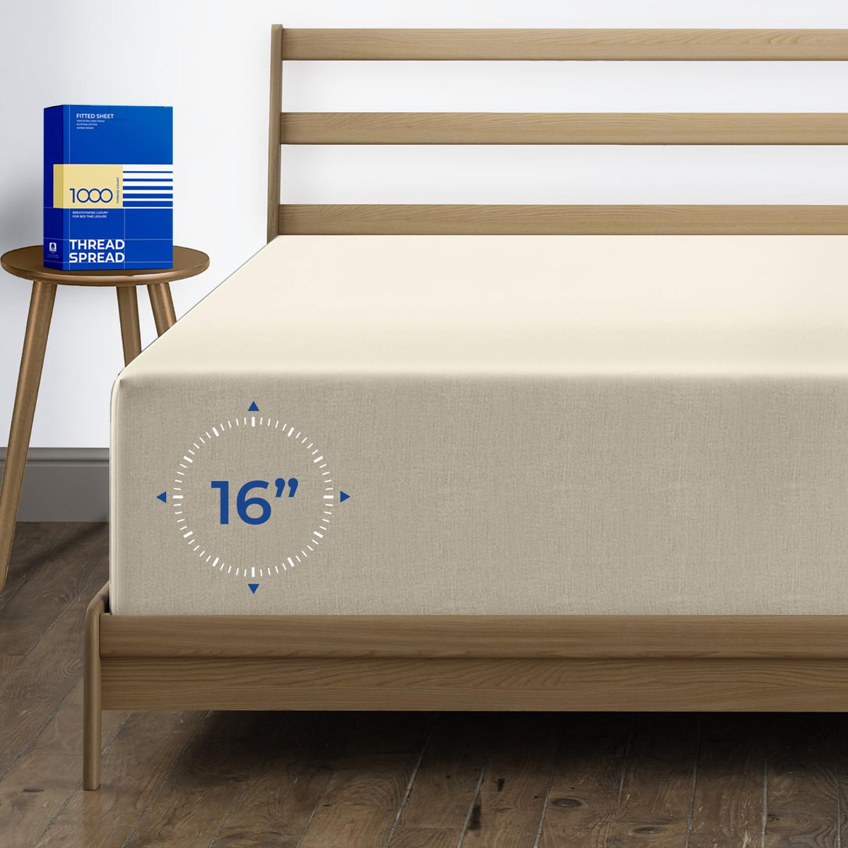 Thread Spread Luxury Egyptian Cotton King Fitted Sheet Only - 1000-Thread-Count 16' Deep Pocket King Fitted Sheet, Easy Snug Fi