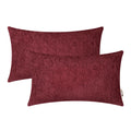 BRAWARM Chenille Throw Pillow Covers 12x20 Inches - Burgundy Chenille Lumbar Pillow Covers Pack of 2, Solid Dyed Soft Chenille P