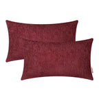 BRAWARM Chenille Throw Pillow Covers 12x20 Inches - Burgundy Chenille Lumbar Pillow Covers Pack of 2, Solid Dyed Soft Chenille P