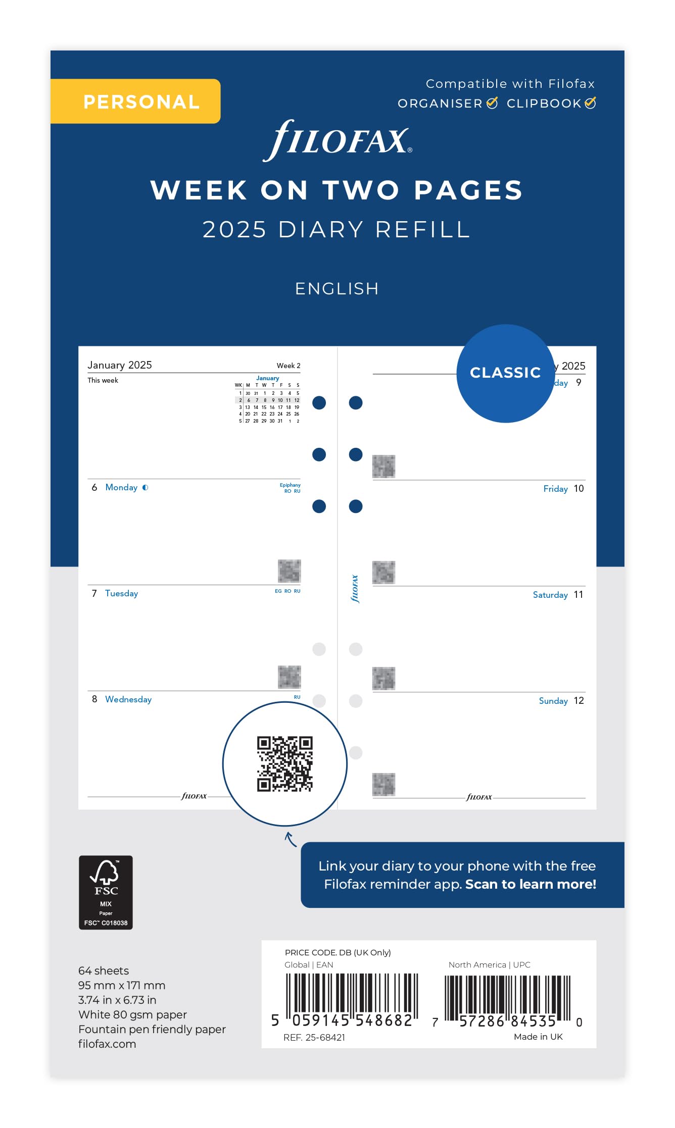 Filofax Personal Week On Two Pages English 2025 Diary