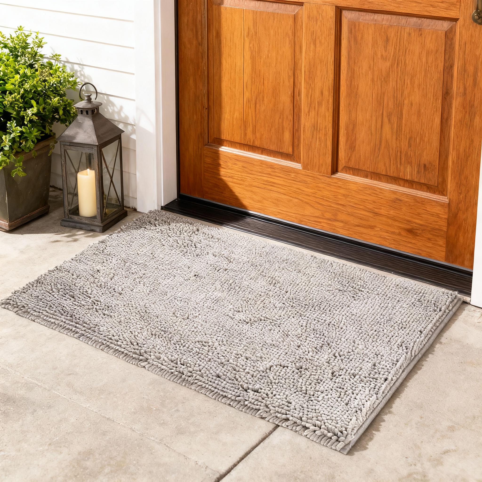 19 X 30 Gray Indoor Outdoor Chenille Door Mat