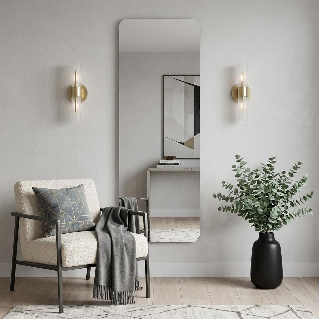 65 Silver Frameless Full Length Hanging Mirror