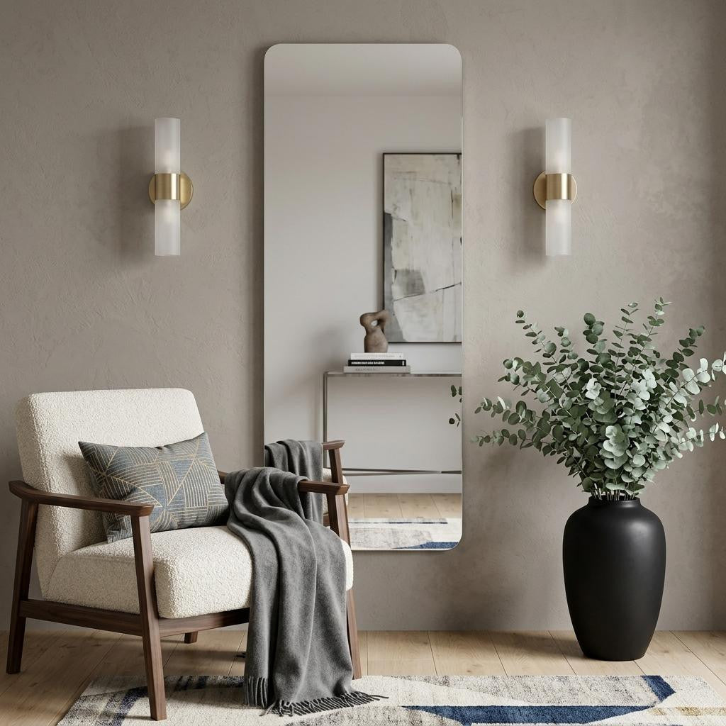 56 Silver Frameless Full Length Hanging Mirror