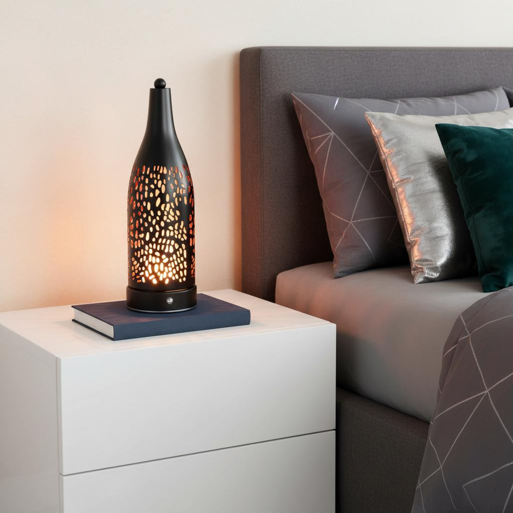 13 Black Geometric Novelty USB Lantern With Novelty Shade