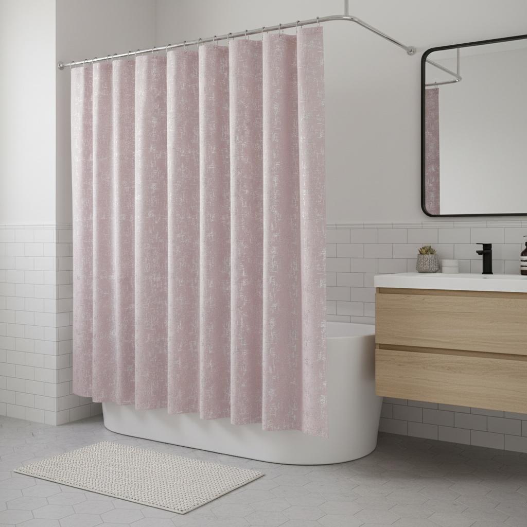 72 Blush And Silver Abstract Shower Curtain