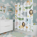 72 Blue Green And White Youthful Animal Print Shower Curtain