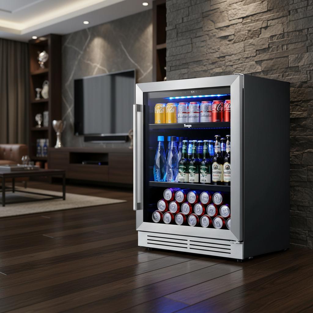 32 X 24 Silver Stainless Steel Single Compartment Can Beverage Refrigerator