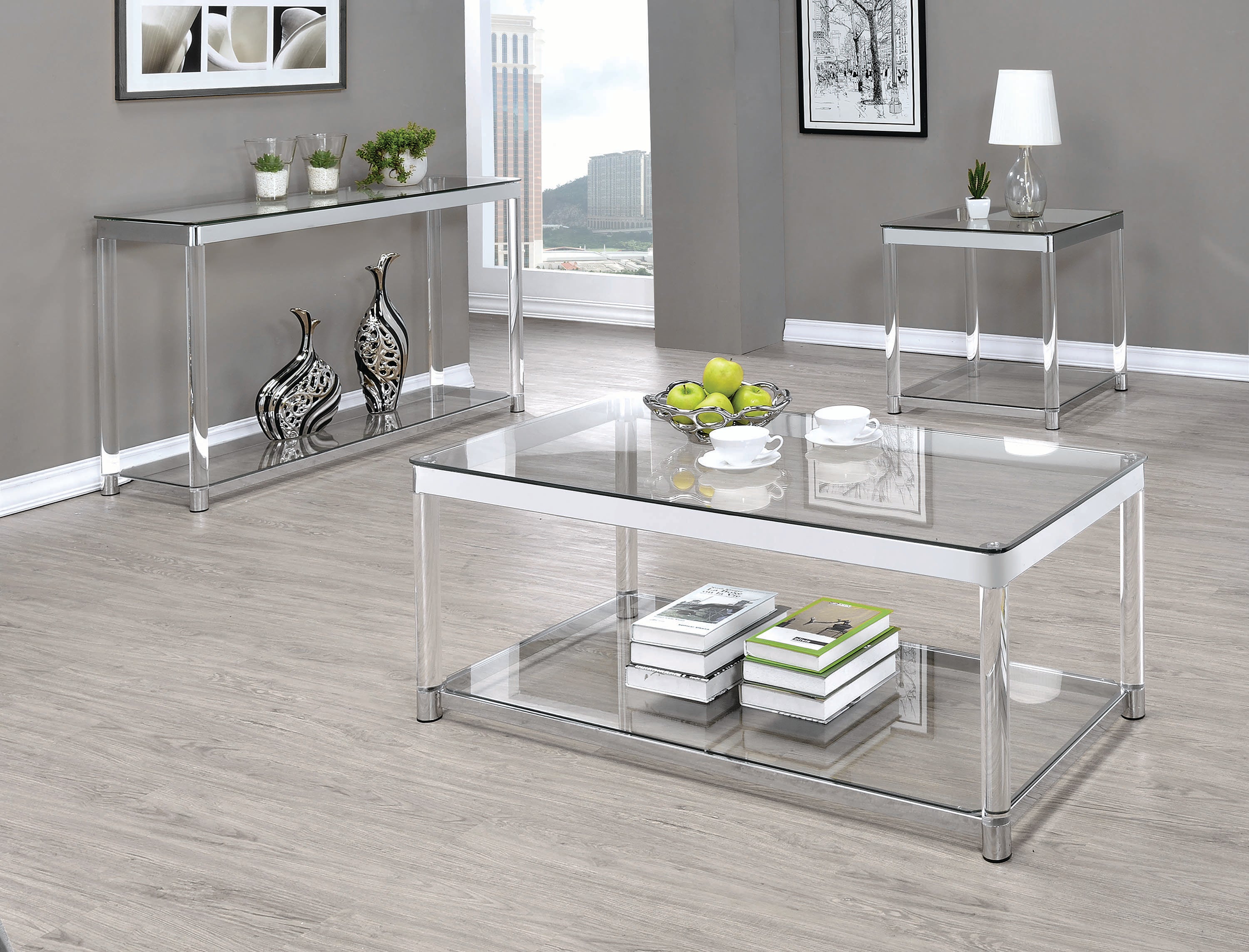 Contemporary Chrome Coffee Table