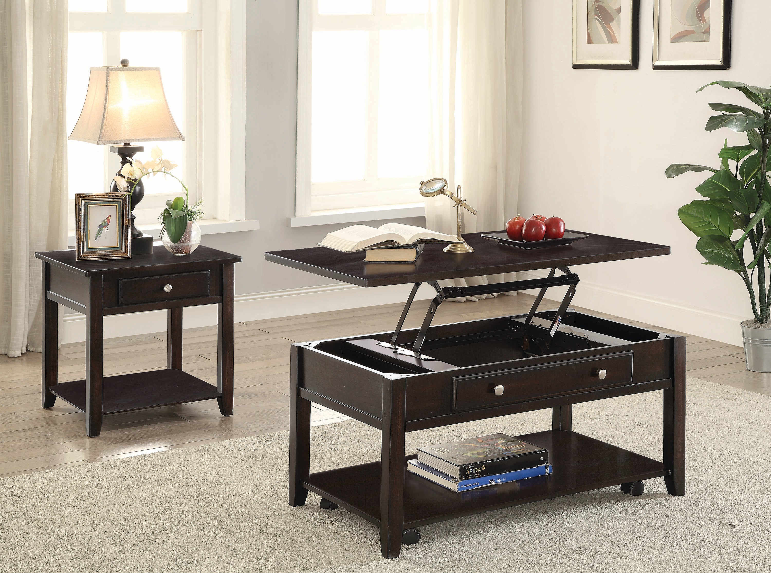 Transitional Walnut OneDrawer End Table
