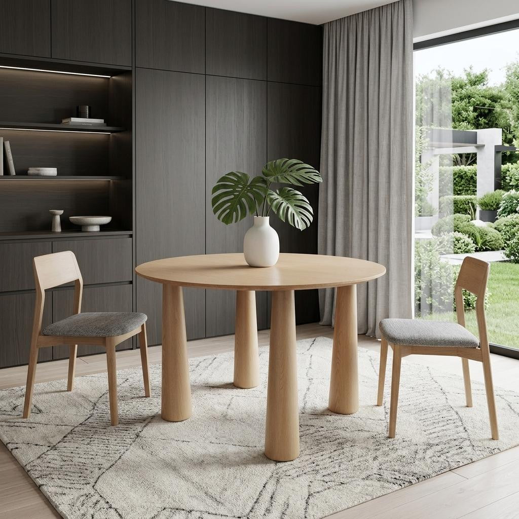 59 Natural Wood Round Top Dining Table