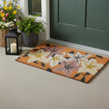 17 X 29 Brown Purple And White Floral Outdoor Coir Door Mat