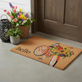 17 X 29 Brown And Orange Bicycle Floral Hello Outdoor Coir Door Mat