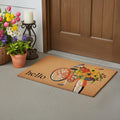 24 X 36 Brown And Orange Bicycle Floral Hello Outdoor Coir Door Mat