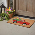 24 X 36 Brown And Red Floral Outdoor Coir Door Mat
