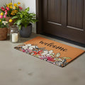 20 X 34 Brown Black And White Floral Welcome Outdoor Coir Door Mat