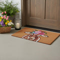 24 X 36 Brown And Pink Floral Cow Outdoor Coir Door Mat