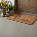 17 X 29 Brown Black And Green Floral Bouquet Welcome Outdoor Coir Door Mat