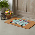 17 X 29 Brown Aqua And Red Floral Welcome Outdoor Coir Door Mat