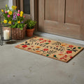 17 X 29 Brown Red Black And Green Floral Birds Welcome Outdoor Coir Door Mat