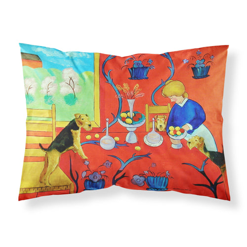 'Caroline'S Treasures 7212Pillowcase Airedale Terrier With Lady Moisture Wicking Fabric Standard Pillowcase, Large, Multicolor'