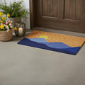 17 X 29 Brown Blue And Yellow Mountain Sunrise Outdoor Coir Door Mat