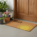 17 X 29 Brown Yellow And Black Sunny Hello Outdoor Coir Door Mat
