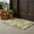 18 X 30 Brown Light Blue And Green Floral Outdoor Coir Door Mat