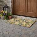 30 X 48 Brown Light Blue And Green Floral Welcome Outdoor Coir Door Mat