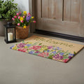 18 X 30 Brown Green And Pink Floral Welcome Outdoor Coir Door Mat