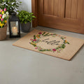 18 X 30 Brown Green And Black Floral Hello Outdoor Coir Door Mat