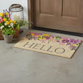 18 X 30 Brown Gray And Purple Floral Hello Outdoor Coir Door Mat