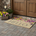 30 X 48 Brown Gray And Purple Floral Hello Outdoor Coir Door Mat