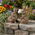 Set of Two Brown Resin Bunny Outdoor Statues