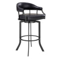Pharaoh Swivel 30 Mineral Finish and Black Faux Leather Bar Stool