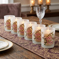Set of Six White Green And Pink Hummingbird Floral Glass Votive Candle Holders