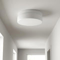 11 Inch White Metal And Glass Flush Mount Ceiling Light