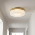 11 Inch Brass Metal And Frosted Glass Flush Mount Ceiling Light